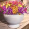 10 PCS Artificial Fall Flowers for Outdoors – UV Resistant Faux Mums & Eucalyptus Plants for Porch, Patio, Garden, Planter Boxes, Autumn Outdoor Décor 3.15"D x 13.8"W x 4"H
